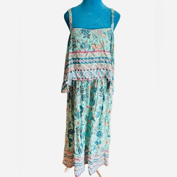 Blue Floral Bohemian Maxi Dress Size 18-20 - Picture 2 of 7